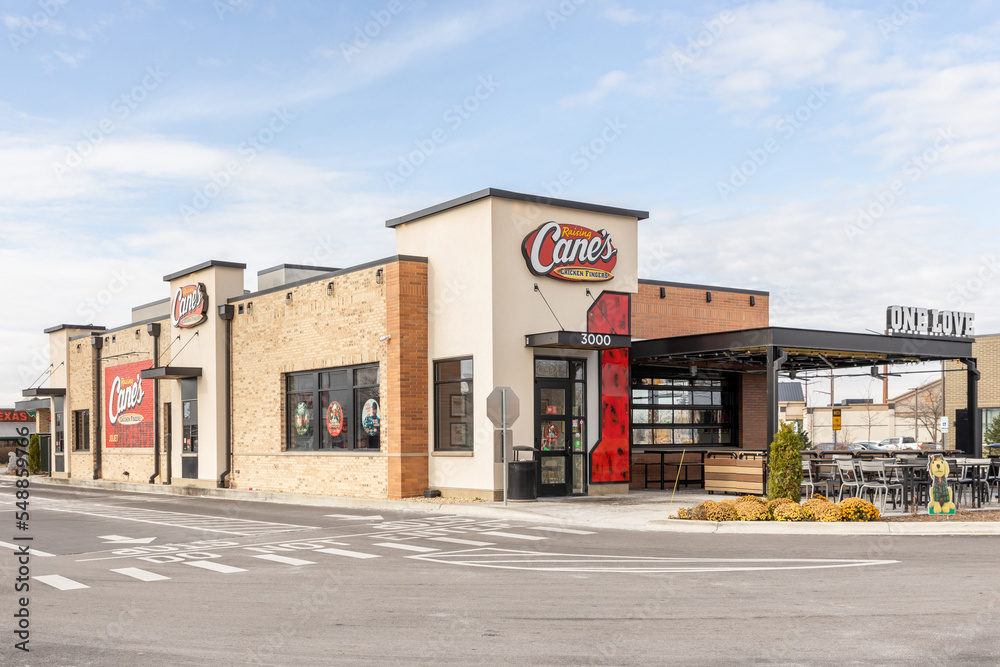 JOLIET, IL, USA NOVEMBER 24, 2022 Raising Cane's is an American fast