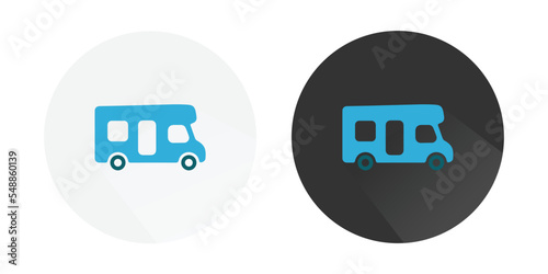 Camper Vans Caravans Icon, RV Cars, Camper Van,  Trailer for tourism, family holidays, Camping van logo Colorful vector icons