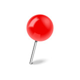 Red pushpin isolated on a white background