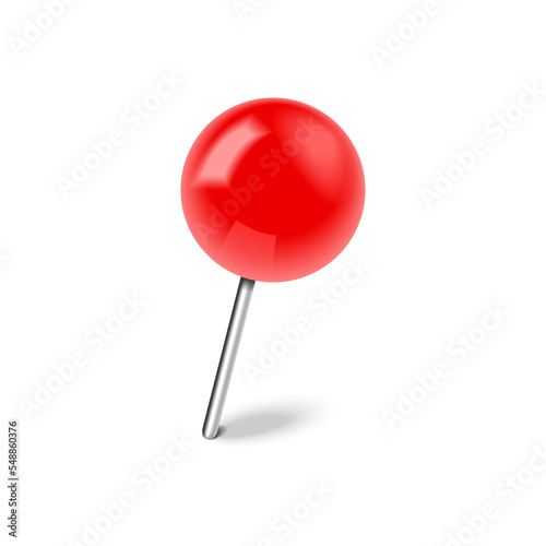 Red pushpin isolated on a white background