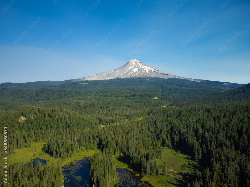 Beautiful landscape. Hilly area with green grass. In the distance one can see a high, snow-covered mountain, a dormant volcano. Advertising of tourist destinations, ecology, tourism. Beautiful landscape. Hilly area with green grass. In the distance one can see a high, snow-covered mountain, a dormant volcano. Advertising of tourist destinations, ecology, tourism.