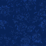 Full seamless floral pattern vector blue background. Hidden navy flower leaf design for textile fabric print. Trendy for dress, bedclothes, tablecloth.
