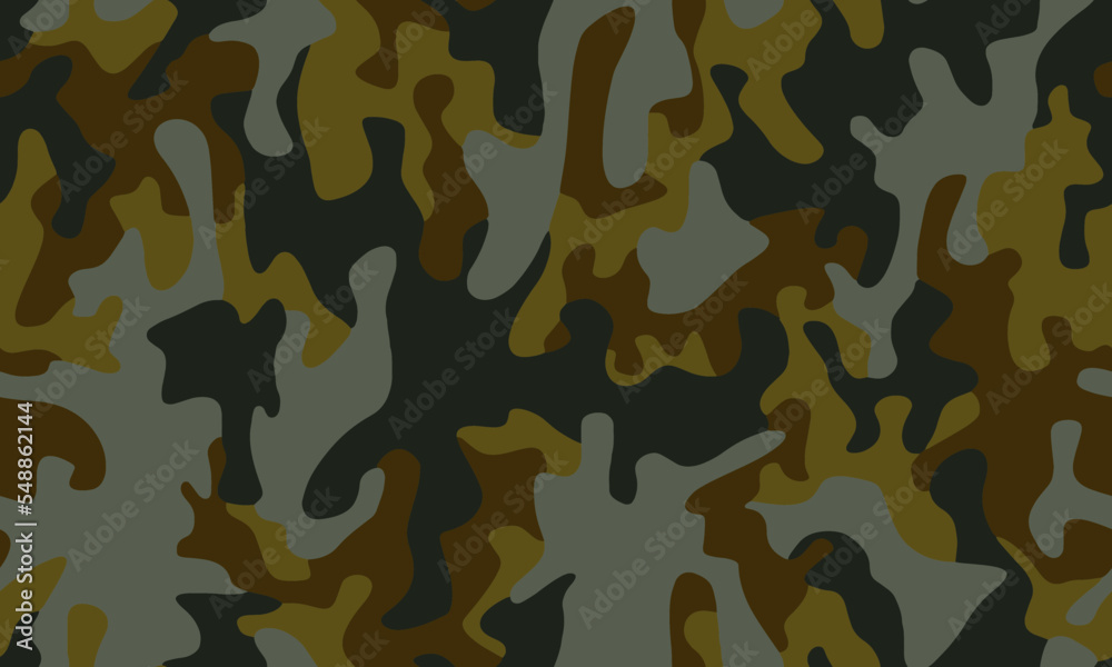 Fototapeta premium Full seamless khaki camouflage texture pattern vector. Army skin design for textile fabric printing and wallpaper. Design for fashion and home design.