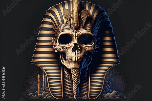 Leinwand Poster Pharaoh Skull 2D Illustrated Illustration