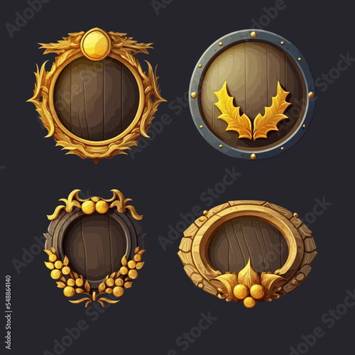 Rank frames, Ui game borders evolution frames for rpg game avatars, game ui ux modern elements. A beautiful fantastic children's play template isolated on background. Vector illustration