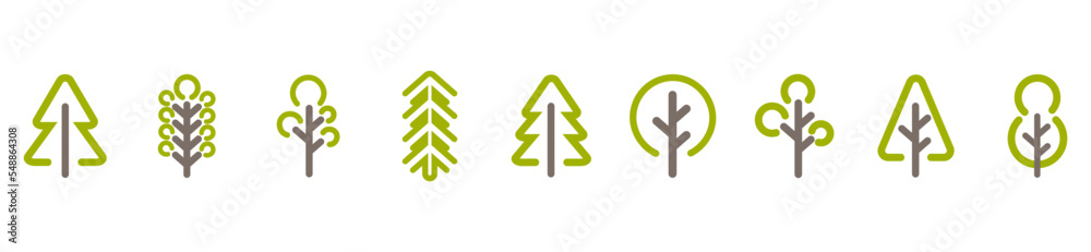 Set of minimal tree line icon. Set of minimal tree line icon.
