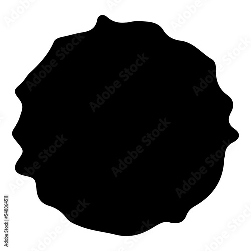 Blob or splash of paint, coffee or ink. Black round silhouette. PNG clipart isolated on transparent background 