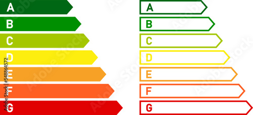 Energy efficiency rating chart icon. European union ecological class illustration symbol. Sign color graph vector flat. photo