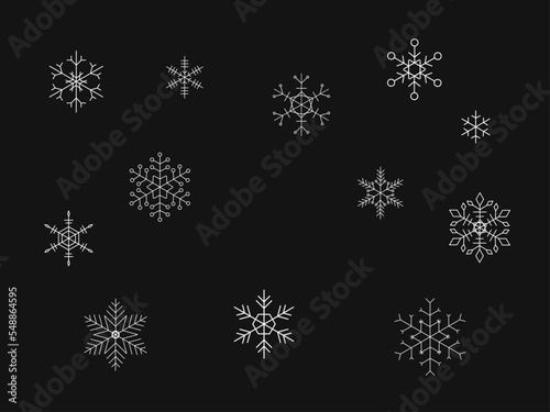 Collection de flocons de neige isolés