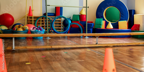 Valokuva School of rehabilitation centre gym interior with sport equipment