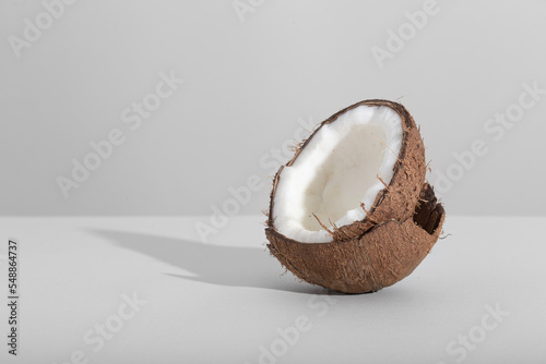 hard light white background coconut and shell