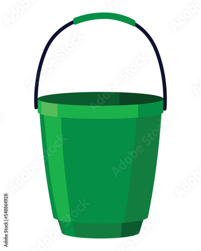 Bucket. Bail vector cartoon icon or pail with handle. Plastic household equipment. Cleaning container
