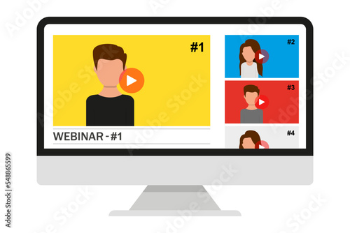 Webinar, lesson colection on computer screen