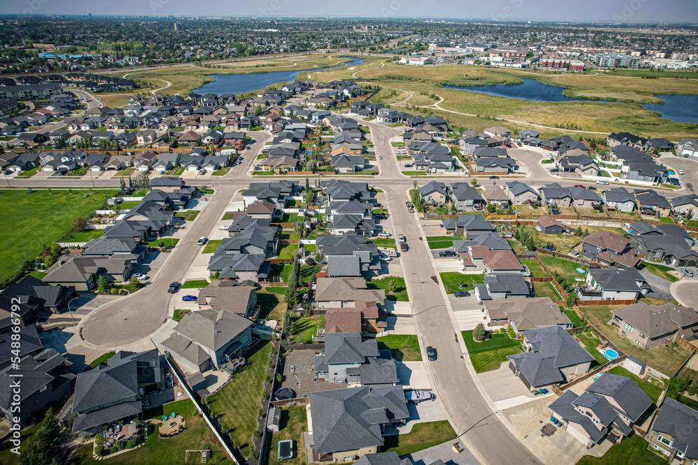 Aerial of Rosewood Neighborhood in Saskatoon, Canada
