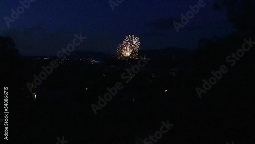 Beautiful fireworks over Bern city in Switzerland