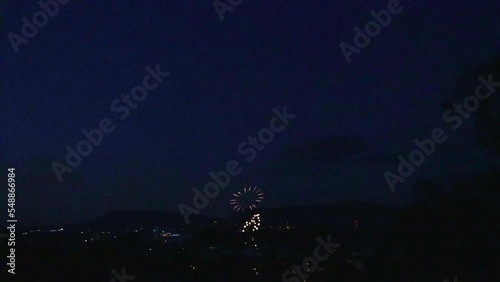 Beautiful fireworks over Bern city in Switzerland