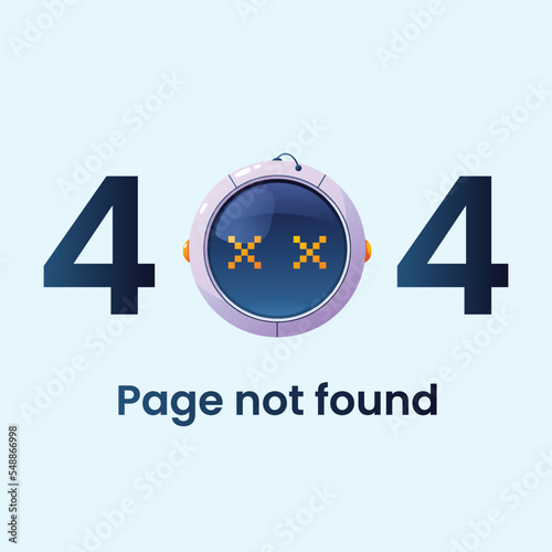 Funny round robot, cartoon mascot, page not found