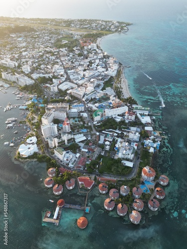 Aerial view of the North end of San Andres Island in Colombia
