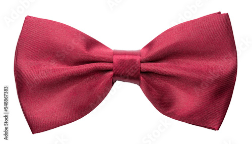 Red pink satin bow tie, formal dress code necktie accessory. PNG clipart isolated on transparent background