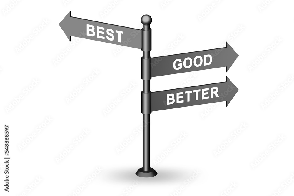 Crossroads concept with good better and best Crossroads concept with good better and best