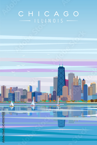 Chicago city of Illinois poster vector illustration.