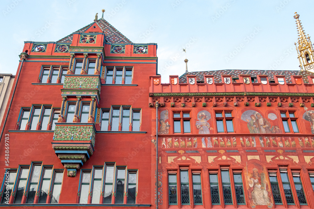 Fototapeta premium Red building in a city in Sweden