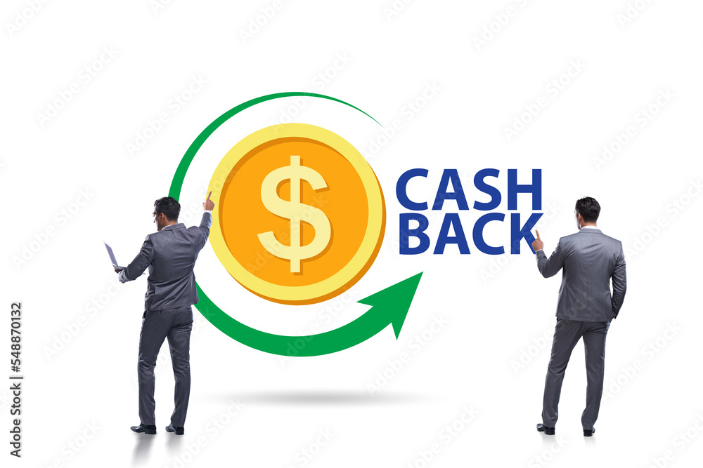 Businessman in the cash back concept Businessman in the cash back concept