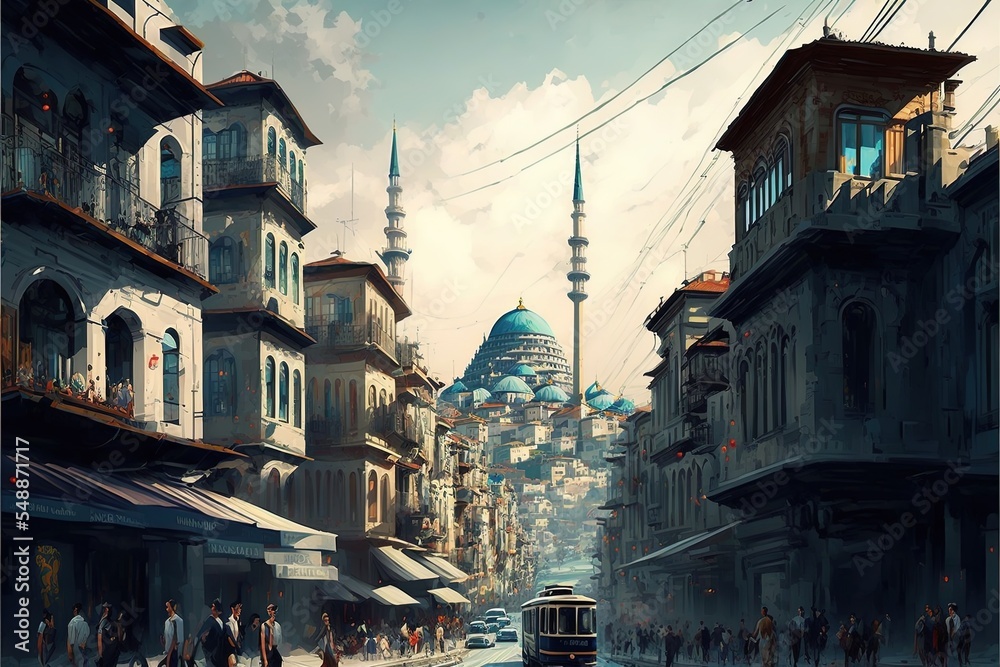 Downtown Istanbul Cityscape In Turkey