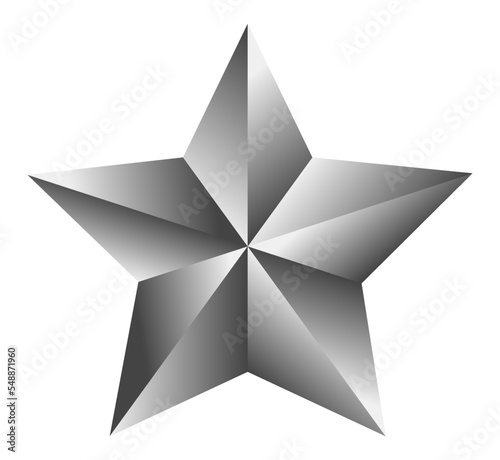 Vector silver 3d stars. Silver realistic stars. Quality shape design.