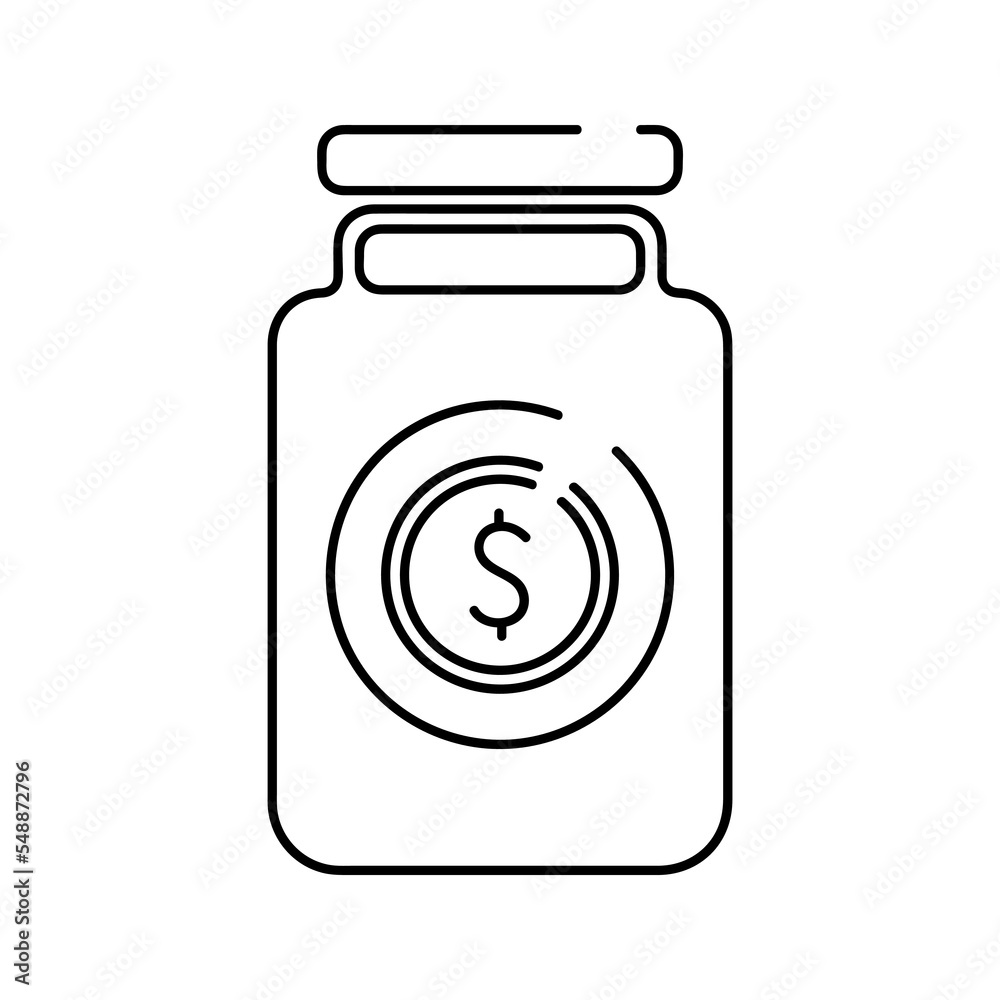 Bank with a coin. Vector flat linear icon. Dollar symbol. Graphic design element. Tips in the bank. Bank with a coin. Vector flat linear icon. Dollar symbol. Graphic design element. Tips in the bank.
