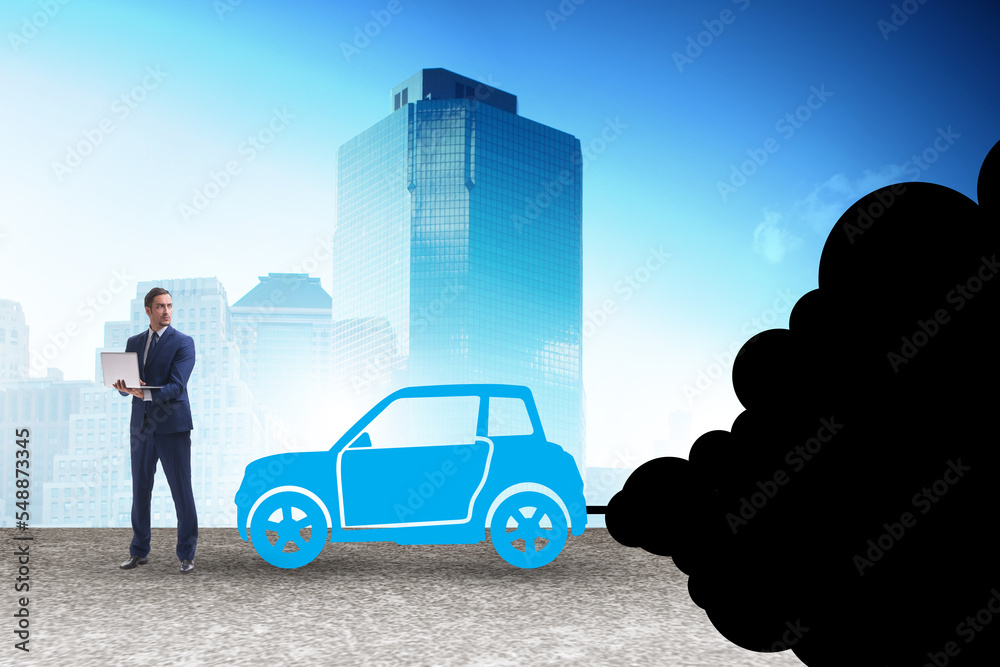 Car pollution in ecological concept