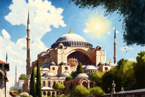 Photographie Hagia Sophia In Summer Istanbul At Sunny Day, Turkey