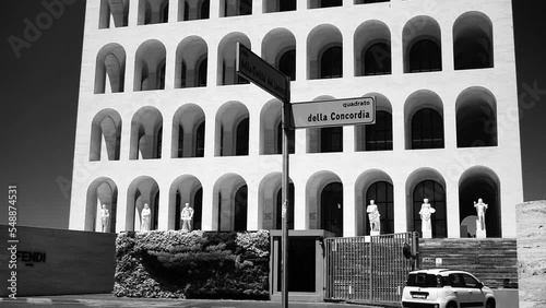 Famous facade of the Palazzo della Civilta 'in the EUR district photo