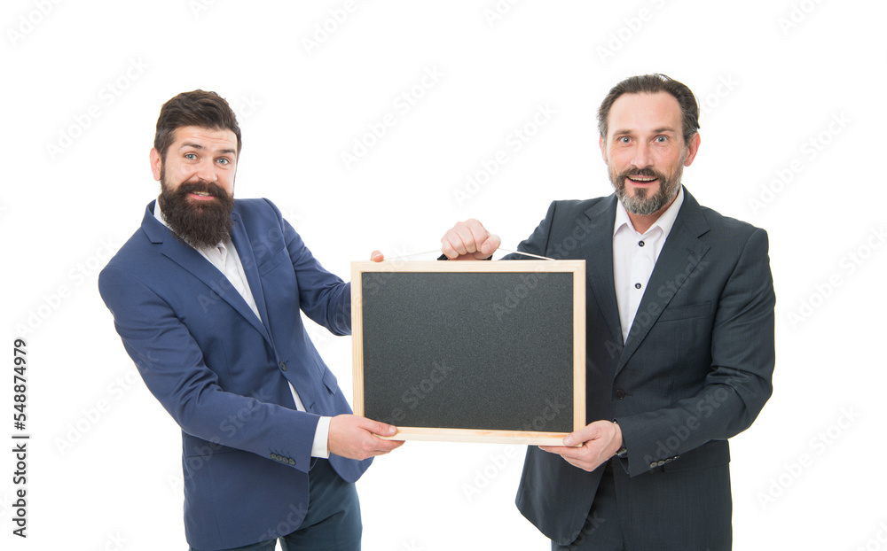 Were available. Bearded men hold blackboard isolated on white. Businessmen with blank school blackboard. Preparing blackboard for private lesson. Blackboard for support information, copy space Were available. Bearded men hold blackboard isolated on white. Businessmen with blank school blackboard. Preparing blackboard for private lesson. Blackboard for support information, copy space