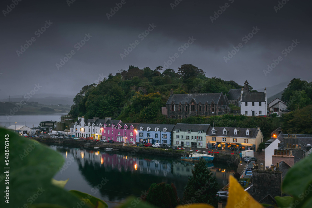 Portree bay at dark, Isle of Skye, Scotland