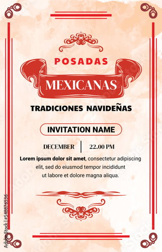 Posadas mexicanas festival invitation brochure template with modern combination of vintage shapes