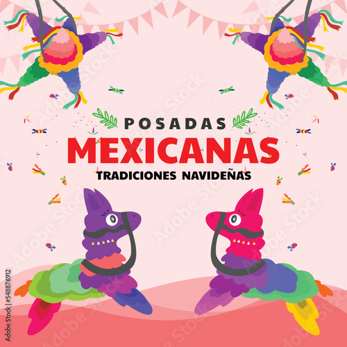 bright color palette vector design with Posadas mexicanas theme