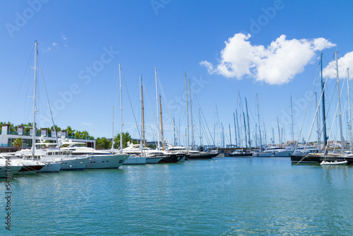 Palma de Mallorca Carrer Del Moll marina skyline with yachts