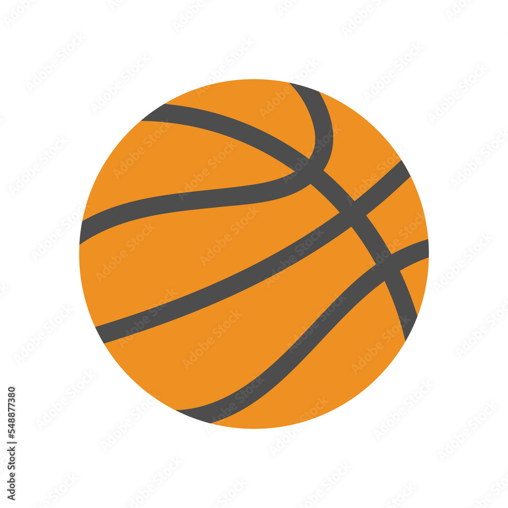 Basketball. Sports equipment. Orange ball. Vector flat illustration with white isolated background. 