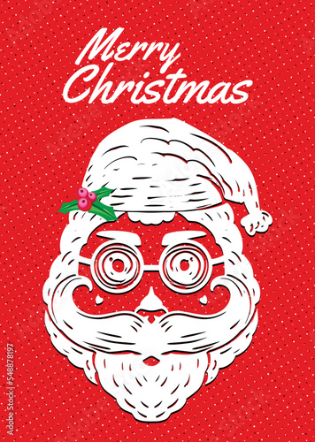 vector illustration of cartoon santa claus greeting card model