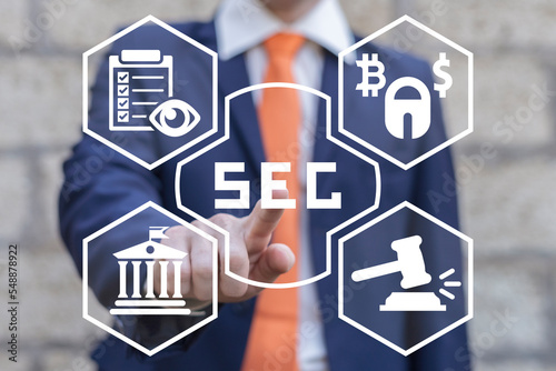 Concept of SEC Securities and Exchange Commission. Federal securities laws. photo