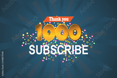 1000 SUBSCRIBE Thank you vector banner design.