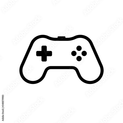 Joystick videogame controller. Gamer controlling device vector icon.