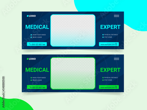 Medical health care web banner social media cover design template