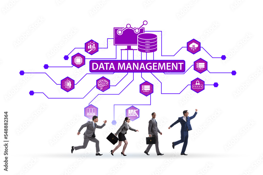Business people in data management concept Business people in data management concept