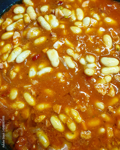 beans in sauce top view