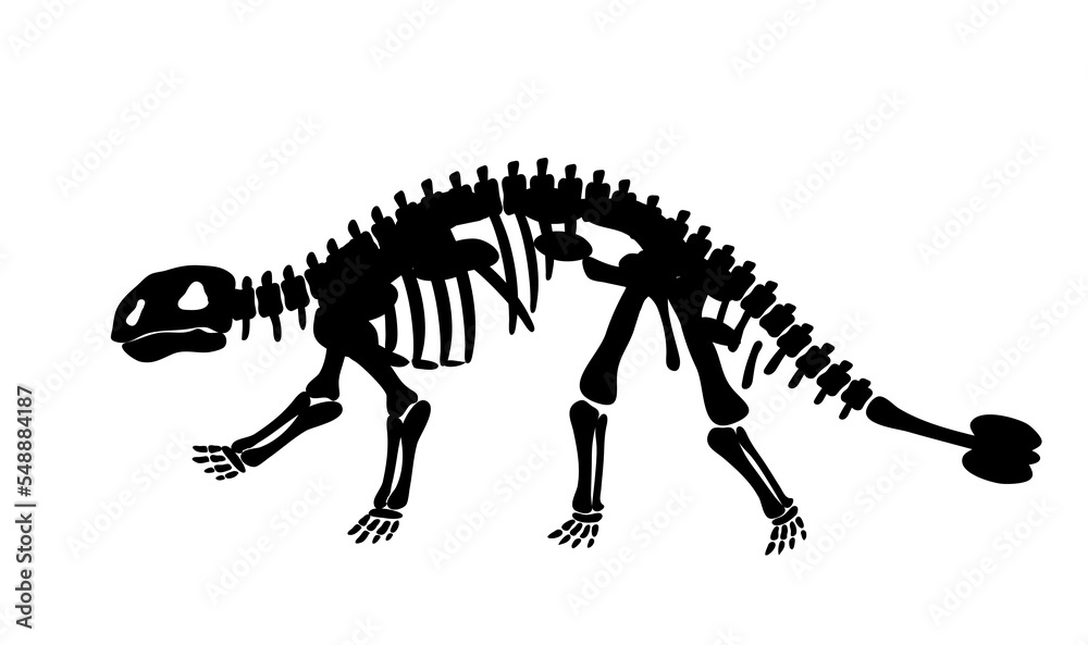 Dinosaur skeleton black. Poster or banner for website, bones ...