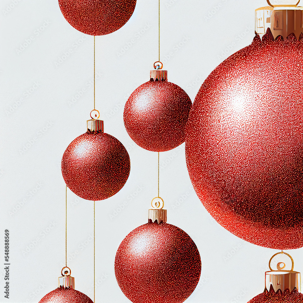 Red Christmas balls illustration. Red Christmas sphere with intricated details. Symbol of christmas and new year. Christmas ornament. New Year ornament. Christmas ball isolated
