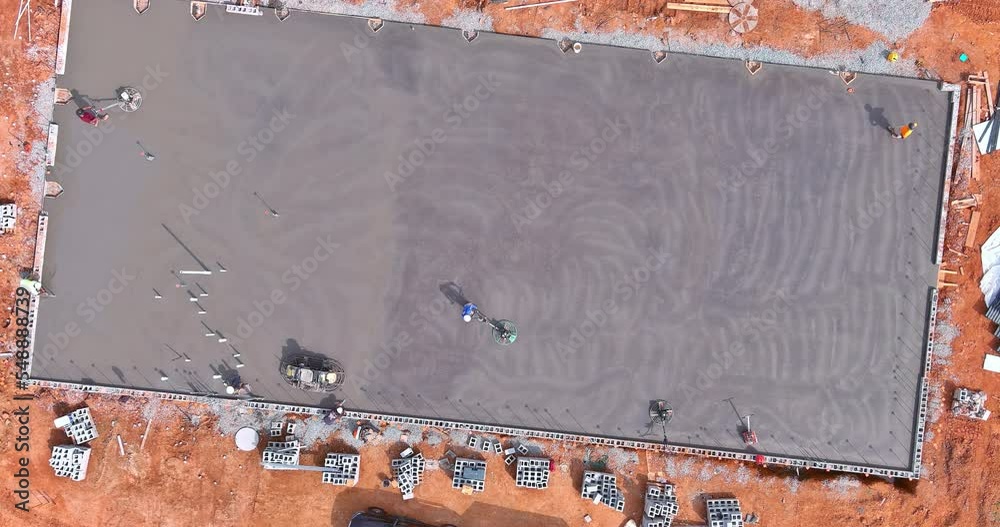 Process of polishing and leveling cement screed mortar floor on ...