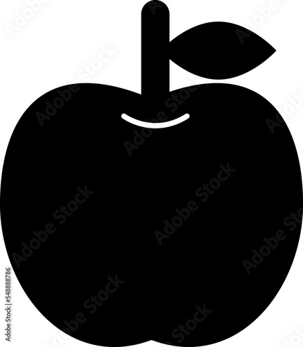 リンゴのシンプル可愛いシルエットイラスト